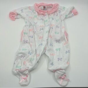 Vintage Carters footie one piece baby long sleeve ribbon and bow print size S